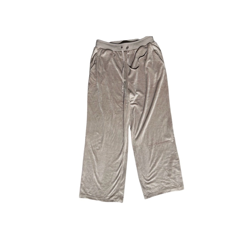 Victoria's Secret Velour Wide Leg Lounge Pants Taupe Beige Drawstring Large